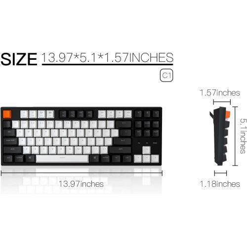  Keychron C1 Mac Layout Wired Mechanical Keyboard, Gateron G Pro Brown Switch, Tenkeyless 87 Keys ABS keycaps Computer Keyboard for Windows PC Laptop, White Backlight, USB-C Type-C