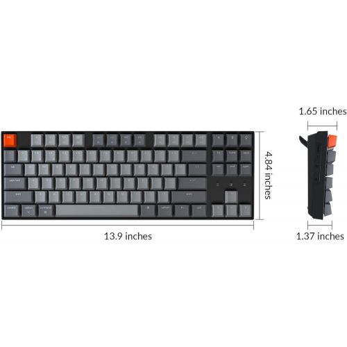  Keychron K8 Tenkeyless Wireless Mechanical Keyboard for Mac, RGB Backlight, Bluetooth, Multitasking, Type-C Wired Gaming Keyboard for Windows with Gateron G Pro Brown Switch