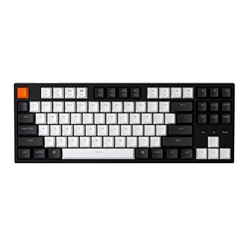  Keychron C1 Hot-swappable Wired Mechanical Keyboard with Gateron G Pro Brown Switch/Double-Shot ABS Keycaps/White Backlight/USB Type-C Cable, Tenkeyless 87 Keys Computer Keyboard f