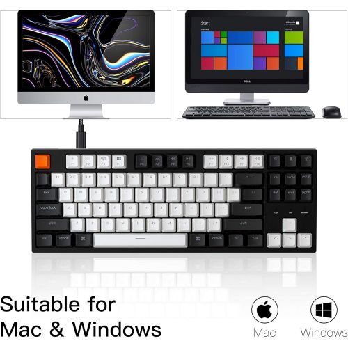  Keychron C1 Hot-swappable Wired Mechanical Keyboard with Gateron G Pro Brown Switch/Double-Shot ABS Keycaps/White Backlight/USB Type-C Cable, Tenkeyless 87 Keys Computer Keyboard f