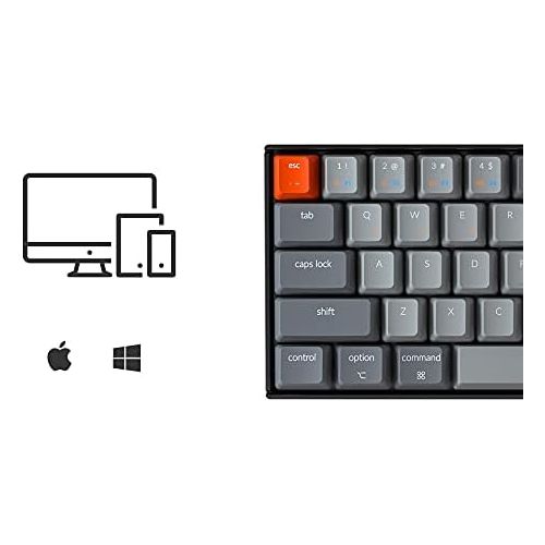  [아마존베스트]Keychron K6 Bluetooth Wireless/Wired USB Gaming Mechanical Keyboard with Gateron Brown Switch/LED Backlit/Rechargeable Battery, Compact 68 Key Keyboard for Mac Windows