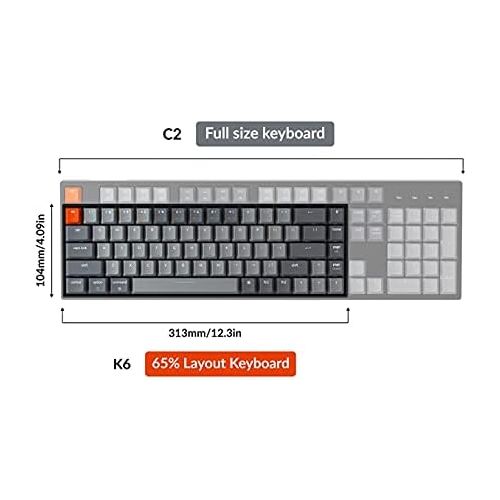  [아마존베스트]Keychron K6 Bluetooth Wireless/Wired USB Gaming Mechanical Keyboard with Gateron Brown Switch/LED Backlit/Rechargeable Battery, Compact 68 Key Keyboard for Mac Windows