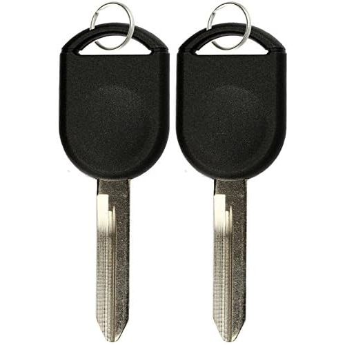  [아마존베스트]KeylessOption Replacement Uncut Ignition Chipped Car Key Transponder Blank For Ford Lincoln Mercury Mazda (Pack of 2)