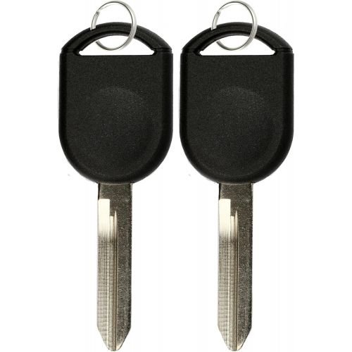  [아마존베스트]KeylessOption Replacement Uncut Ignition Chipped Car Key Transponder Blank For Ford Lincoln Mercury Mazda (Pack of 2)