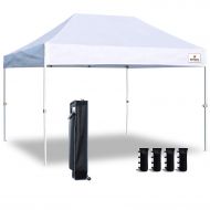 Keymaya 10x15 Ez Commercial Instant Tent Heavy Duty Pop-up Canopy Shelter Bonus Weight Bag 4-pc Pack (White)