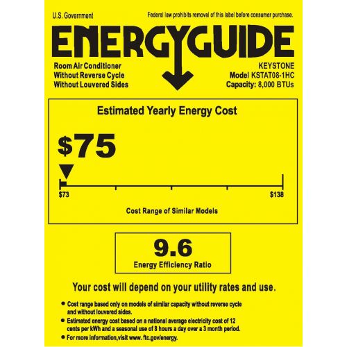  Keystone 8,000 BTU 115V Through-The-Wall Air Conditioner with Heat Capability