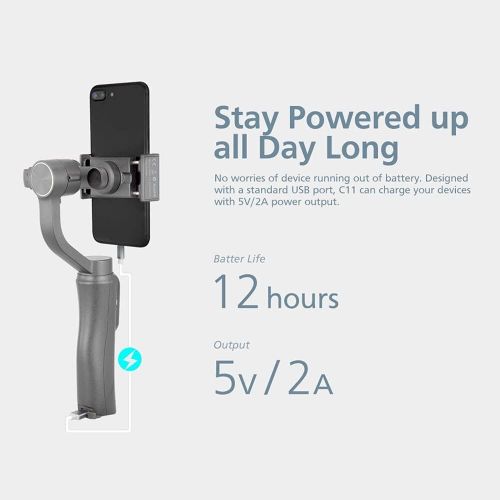  Kftyuij Gray 3-axis Mobile Phone Holder Holding a stabilizer Smartphone (Color : CINEPEER C11 Grey)