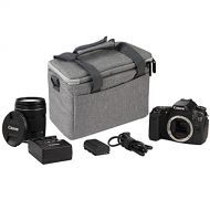 Khanka Carrying Soft Padded Camera Equipment Bag/Case Replacement for Canon EOS Rebel, Nikon, Olympus, Panasonic, Pentax, Sony, (Grey)