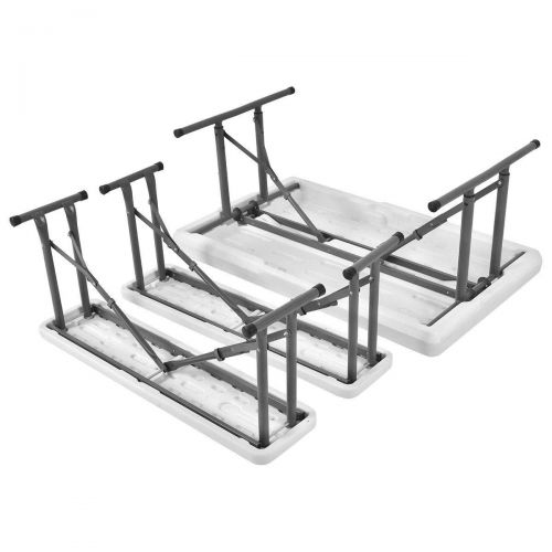  Khaokee White Outdoor Picnic Folding Table and Bench Set