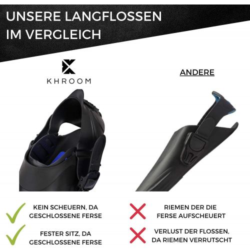  Khroom - Amphibien Flossen fuer Erwachsene & Kinder | Bekannt aus YouTube | Snorkel Flippers Perfect for Land & See