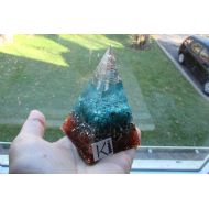 KiCrystalCreations Orgone Nubian Pyramid 3.75 Turquoise and Orange Aventurine Golden Ratio- Eco Friendly Resin EcoPoxy