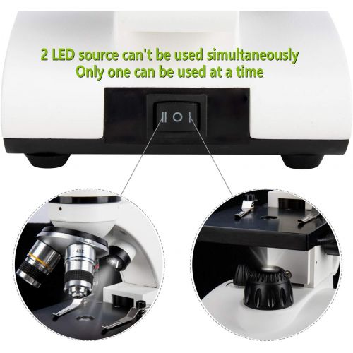  [아마존베스트]KiZHXlo Monocular Microscope 40X-1600X Magnification with Barlow Lens for Students Adults, Dual LED Illumination, with Science Kits Beginners Microscope Includes Phone Adapter