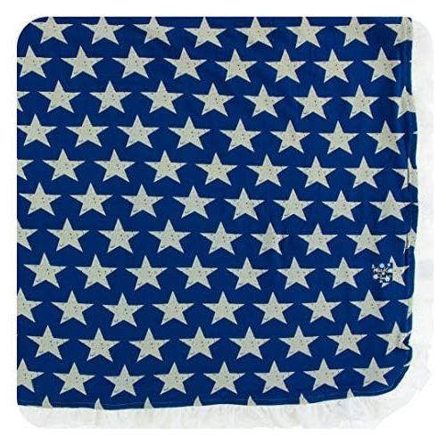  KicKee Pants Little Girls Print Ruffle Toddler Blanket - Vintage Stars, One Size