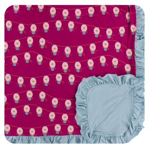  KicKee Pants Little Girls Print Ruffle Toddler Blanket - Vintage Stars, One Size