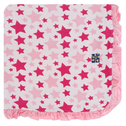  KicKee Pants Little Girls Print Ruffle Toddler Blanket - Vintage Stars, One Size