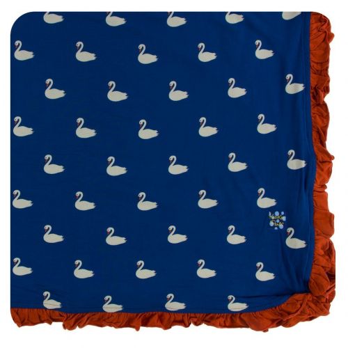  KicKee Pants Little Girls Print Ruffle Toddler Blanket - Vintage Stars, One Size