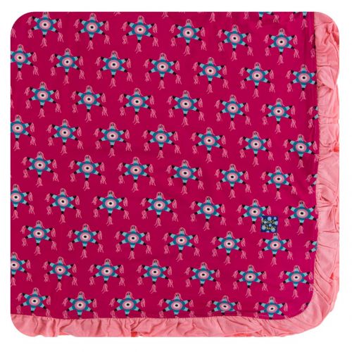  KicKee Pants Little Girls Print Ruffle Toddler Blanket - Vintage Stars, One Size