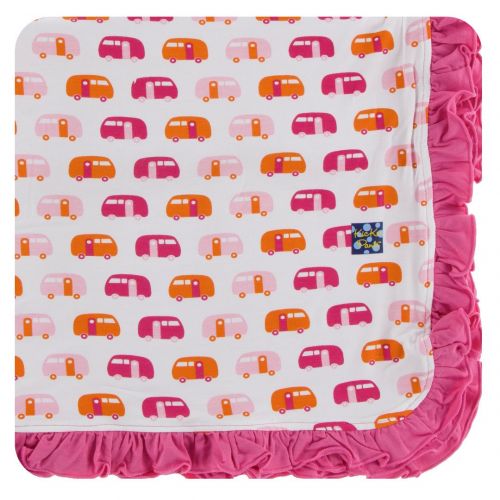  KicKee Pants Little Girls Print Ruffle Toddler Blanket - Vintage Stars, One Size