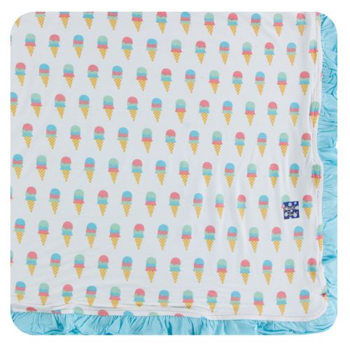  KicKee Pants Little Girls Print Ruffle Toddler Blanket - Vintage Stars, One Size