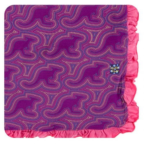  KicKee Pants Little Girls Print Ruffle Toddler Blanket - Vintage Stars, One Size