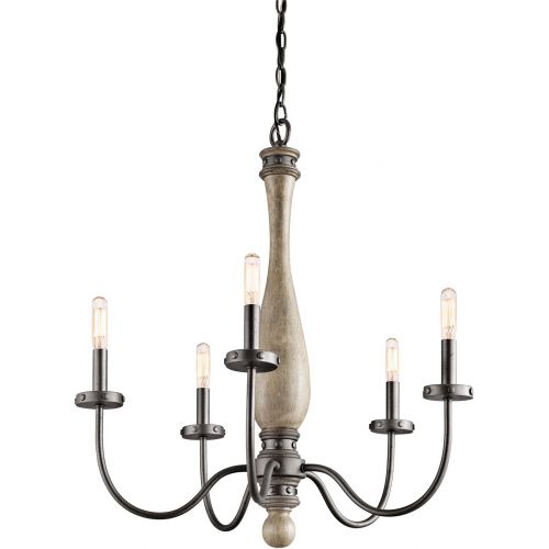  KICHLER Kichler 43322DAG Evan Chandelier 5-Light, Distressed Antique Gray