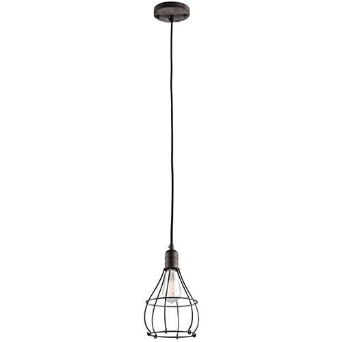  KICHLER Kichler 43602WZC Industrial Cage Mini Pendant 1-Light, Weathered Zinc