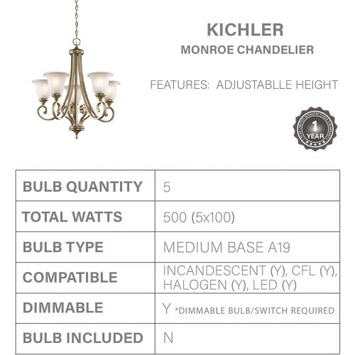  KICHLER Kichler 43156OZ Chandelier Lighting, Bronze 5-Light (28 W x 30 H) 500 Watts