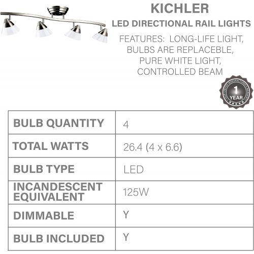  KICHLER Kichler 10325NI Rail Light 4-Light LED, Brushed Nickel