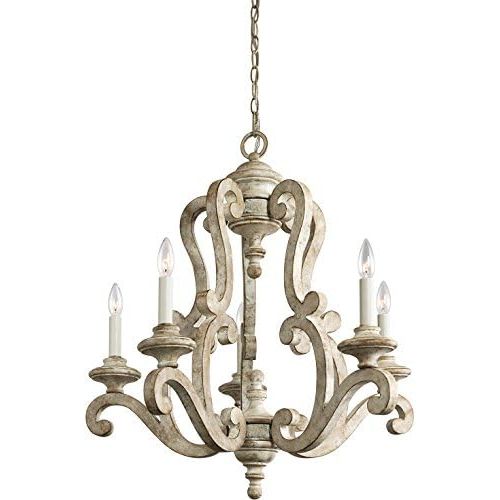  KICHLER Kichler 43256DAW Hayman Bay Chandelier 5-Light, Distressed Antique White