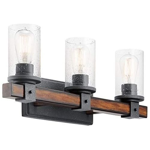  KICHLER Kichler Lighting 3 Light Barrington Distressed Black and Wood Bathroom Vanity Light