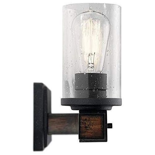  KICHLER Kichler 4-Light Barrington 9-in Distressed Black and Wood Cylinder Vanity Light