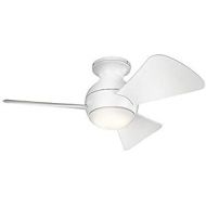 Kichler 330150MWH 34 Inch Sola Ceiling Fan LED, 3 Speed Wall Control Full Function, Matte White Finish with Matte White Blades