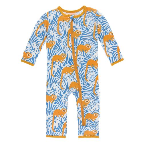  Kickee Pants Print Coverall with Zipper in Tamarin Monkey, 0-3 Months