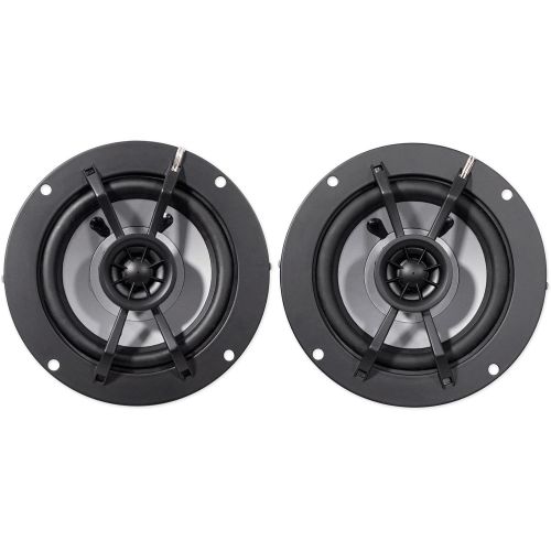  Kicker KM4 4-Inch (100mm) Marine Coaxial Speakers with 1/2-Inch (13mm) Tweeters, 2-Ohm, Charcoal and White Grilles