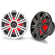 Kicker 45KM84L 8-Inch Marine Coaxial Boat Speakers, Black and White Grilles, Red LED Lights, 4-Ohm, 300 Max Watts, Pair
