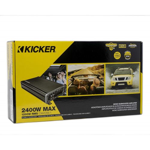  Kicker 46CXA12001t 1200 Watt Class D Monoblock Car Audio Sound System Subwoofer Amplifier with Start Delay, Subsonic Filter, and Variable Bass Boost