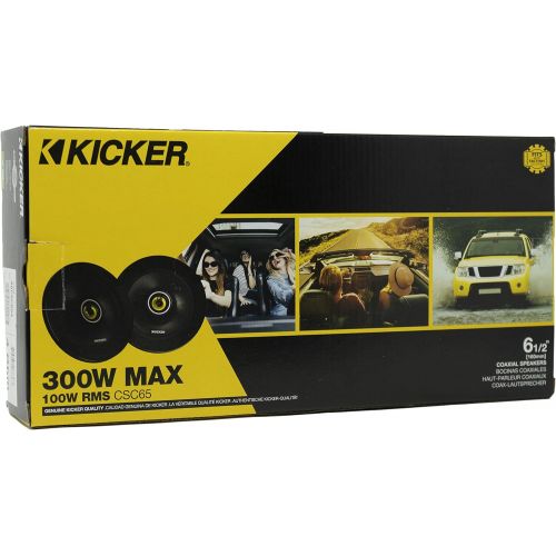  KICKER CSC65 CS Series 6.5 Inch 300 Watt 4 Ohm 2-Way Car Audio Coaxial Speakers System with Polypropylene Cone, PEI Tweeters & EVC Technology, Pair