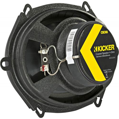  KICKER CS Series CSC68 6 x 8 Inch Car Audio System Speaker, Black (2 Pack)