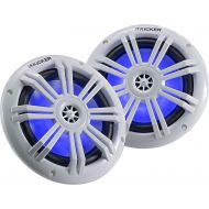 Kicker 45KM604WL 6.5 Inch 2 Way Coaxial Marine Light Up LED Boat Speakers, Pair, 4 Ohm, 150 Max Watts, Blue