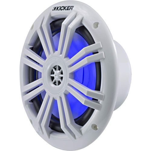  Kicker 45KM604WL 6.5 Inch 2 Way Coaxial Marine Light Up LED Boat Speakers, Pair, 4 Ohm, 150 Max Watts, Blue