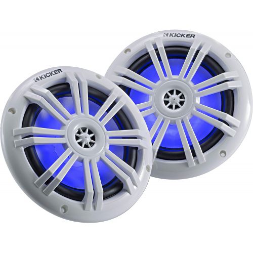  Kicker 45KM604WL 6.5 Inch 2 Way Coaxial Marine Light Up LED Boat Speakers, Pair, 4 Ohm, 150 Max Watts, Blue