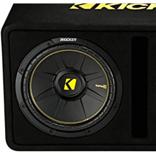  Kicker 44DCWC102 CompC Dual 10 Inch 1200 Watt Single 2 Ohm Terminal Compact Vented Loaded Subwoofer Enclosure for Trunks or SUV, Black