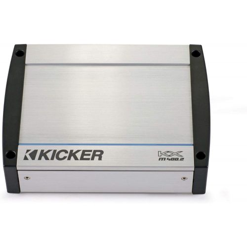  Kicker Tower System - Two White Kicker 8 LED Wake Tower Speakers wSwivel Clamps & KXM4002 400 Watt Amplifier
