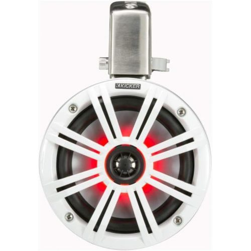  Kicker Tower System - Four White Kicker 6.5 LED Wake Tower Speakers wSwivel Clamps & KXM4002 400 Watt Amplifier