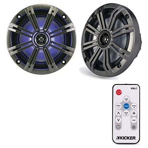  Kicker 6.5 Inch KM-Series Marine Speaker Bundle 41KM654LCW with 41KMLC LED Remote