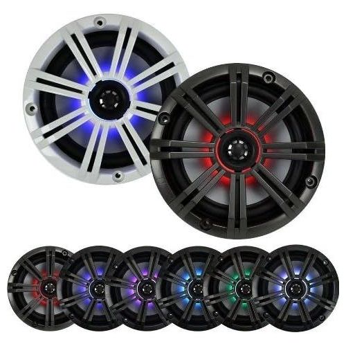  4) Kicker 41KM654LCW 6.5 390W LED Marine Coaxial Speakers KM65 + KMLC Remote