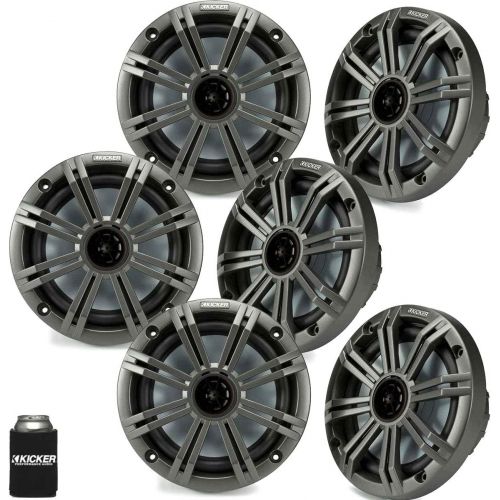  Kicker KICKER 6.5 Charcoal Marine Speakers (Qty 6) 3 Pairs of OEM Replacement Speakers