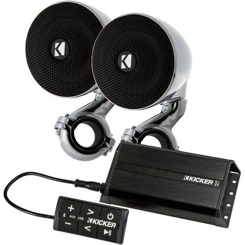  Kicker PXiBT1002 BT control with 100 watt amp and 40PSM32 handle bar speakers 2 Ohm