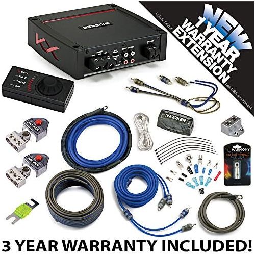  Kicker 44KXA4001 Car Audio Sub Amp KXA400.1 & 4 GA Amplifier Accessory Kit - 3 Year Warranty!