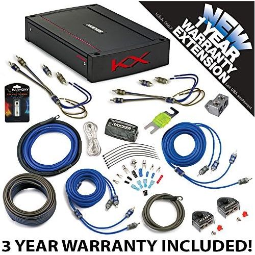  Kicker 44KXA4004 Car Audio 4 Channel Amp KXA400.4 & 4 GA Amplifier Accessory Kit - 3 Year Warranty!